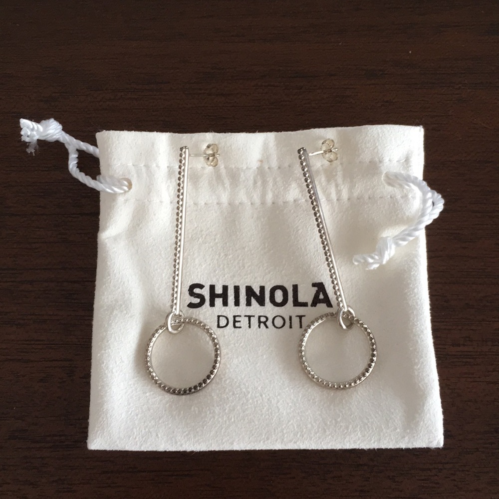 Shinola coin edge earrings - sterling silver
